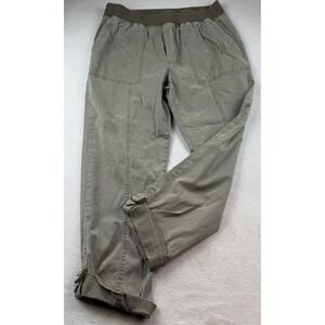 Soft Surroundings Medina Pants Womens Size M Olive Roll Tab Cuffs Stretch